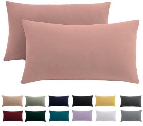 Kissenbezug 40 x 80 2er Set - Kopfkissenbezug 40x80 Rosa Für Kissen 100% Mikrofaser Kissenhülle Bügelfrei & Knitterfrei mit Reißverschluss