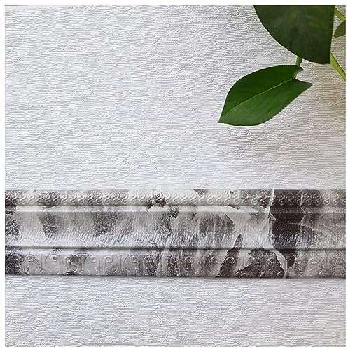 Flexible Wall Molding Trim, Self-Adhesive Baseboard Wall Stickers Baseboard Border Door Frame Edge Stickers Waistline Wall 2m Length 8cm Decorative Strips Edge Line Stickers,Grey(Color:Light Grey)