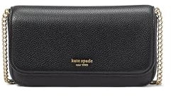 kate spade new york AVA Damen Geldbörse aus genarbtem Leder mit Klappkette, Schwarz, Einheitsgröße