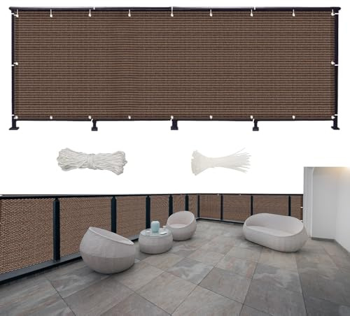 Recinzione per Schermo Privacy 400 x 45 cm Raggi UV Antistrappo Antivento, Paravento da Balcone,Schermo per Balcone, per Patio Giardino, Marrone