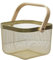 Trendi Fruit Baskets for Kitchens, Wooden Handle Metal Basket Storage Organizer, Multi-functional for Kitchen, Bathroom, Pantry, Cabinet, Home, Shopping, Picnic (Gold)