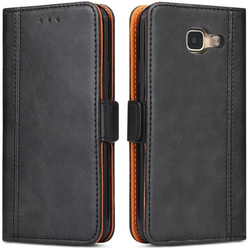 Bozon Handyhülle für Samsung Galaxy A5 2016, Leder Handytasche Kartenfach Klappständer Magnetisch Lederhülle für Samsung Galaxy A5 2016 Hülle, Schwarz
