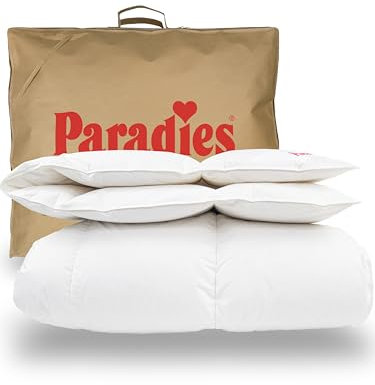 PARADIES Daunendecke 155x220 cm Winter 1.120g Füllgewicht - Elma 90 winterwarm, Winterdecke mit Baumwollbezug + RDS-Entendaunen/-Federn 90% Daunen + 10% Federn