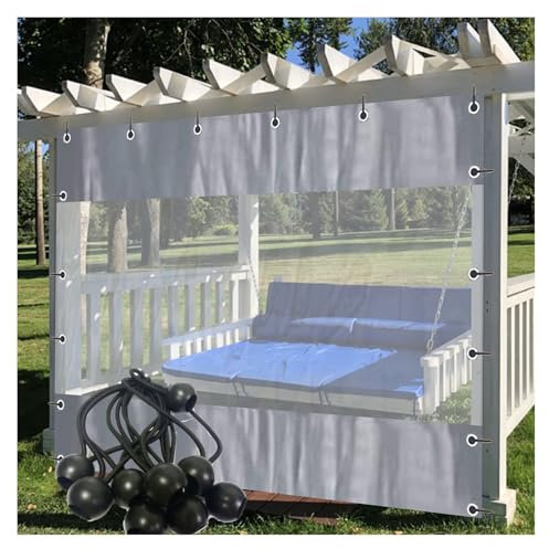 RLINZ Outdoor Curtains 0.5mm, Waterproof Tarp Pavilion Balcony Curtains, PVC Transparent Waterproof with Perforations, Can Be Customized for Porch, Pergola (1x1m)