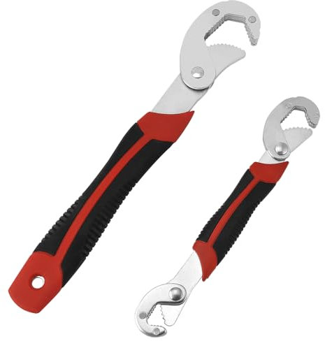 QWORK® 2-teilig Universalschlüssel, Schnell Verstellbar 6-32mm – Selbstjustierender Schraubenschlüssel mit Ergonomischem Griff, Hochwertiger Cr-V Stahl