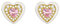 Orecchini donna cuore a bottone in argento 925 placcati oro giallo 18K con pietre cubic zirconia rose e smalto bianco