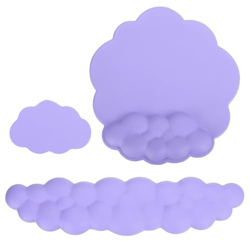 PATIKIL Cloud Keyboard Handgelenkauflage-Set Memory Foam Handgelenkpolster-Unterstützung Ergonomisches Gaming Mouse Pad Mit Coaster Für Home Office Computer Laptop Arbeiten, Lila