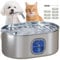 PawHut Fontanella per Cani Gatto da 7L con Luce LED, 7 Filtri Ricambio e Spazzola, Fontana per Gatti in Acciaio Inox 304, 32x22.1x22.3 cm, Argento