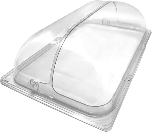 Roll Top Chafing Dish Abdeckungen Halbe Größe Durchsichtige Bäckereipfanne Kunststoff Lebensmitteldisplay Abdeckung Dessert Kuchen Abdeckung Staubdichter Deckel Für Kuche, Transparent, 6