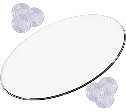 Runder Esstisch aus Glas, Tischplatte Hartglas rund,(70CM(28IN))