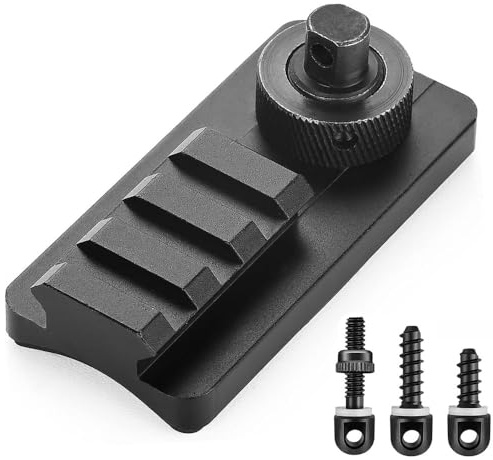 Paike Gewehr-Zweibeinadapter, Picatinny-Schienenmontage, 3-Slot-Aluminium-Riemenwirbelbolzen mit Rutschfester Gummibasis