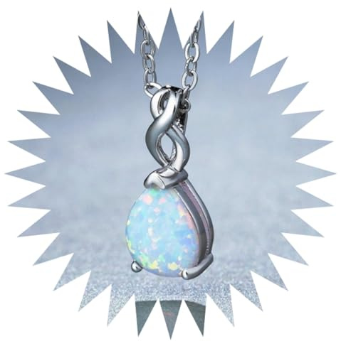 jtkhaweh Classic Water Drop Pendant Necklace Cute and Blue Opal 白色