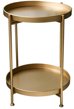 Mesa auxiliar redonda con bandeja extraíble, diseño plegable para dormitorio y sala de estar