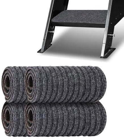 MZSX 4 PCS Motorhome Step Doormat Non-Slip, Non-Slip Caravan Step Doormat, Easy Cleaning, Velcro fastening, Motorhome Accessories, Grey, for Motorhome Caravan Campervan(49.5 x 19 cm)