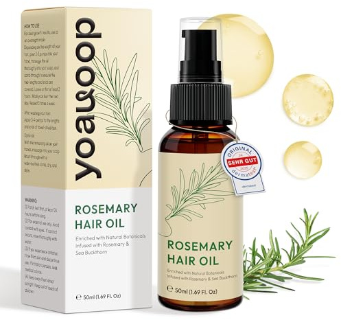 Yoauoop Tri-Fase Olio di Rosmarino per Capelli-Formula Bio-Attiva Rinforza le Radici,Riduce il Grasso-Non Untuoso,Testato in Laboratorio per Densità e Lunghezza Migliorate,100% Naturale Vegan-50ml