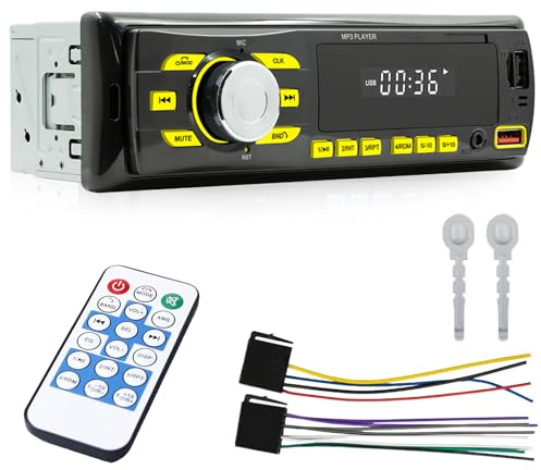 Autoradio Bluetooth 1 Din, Auto Radio Bluetooth mit Freisprecheinrichtung, FM Autoradio mit 2X USB, AUX, SD Karte, MP3-Player, iOS/Android Unterstützung