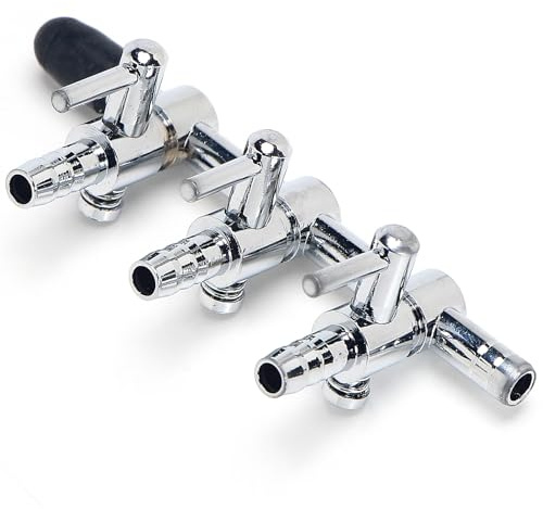 k2aqua Metal 3-Way Air Flow Control Valve Splitter Regulator for Aquarium Air Pump Fits 4/6 mm Tube