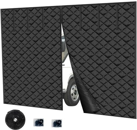 Magnetic Garage Door Insulation Kit 2 Car, Customized 200-500 cm Winter Garage Door Screen, Thermal Insulated Doorway Cover Waterproof Windproof Curtain Thicken Polyester Oxford Fabric(Schwarz)