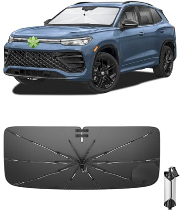 Ruiya 2026 Upgrade Parasol Coche Delantero Compatible con VW Tiguan 3 | Tayron 2025 2026 2027, Paraguas Plegable Aislamiento Térmico, Protección UV, Accesorios para Parabrisas