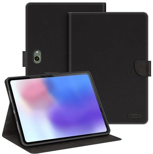 Fabric Leather Case for Galaxy Tab Active 4 Pro Wi-Fi - Black | 10.1 2022 Oxford Fabric Flip Cover with Inner TPU Shell, Built-in Stand and Card Holder