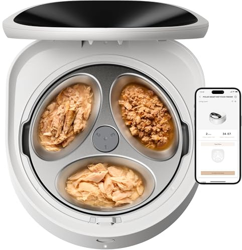PETLIBRO Automatic Wet Cat Feeder with Refrigeration, App-Controlled Cat Food Dispenser with Semiconductor Cooling, 3 Fresh Meals for Up to 3 Days, Stainless Steel Bowl, Easy to Clean，White