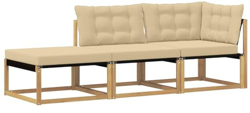 vidaXL Sectional Sofa Einheiten mit Kissen Weiß 241,5 x 83 x 73 cm, Akazienholz Lounge Set, Moderne Gartenmöbel, wetterfestes Design, perfekt für Balkon und Entspannung