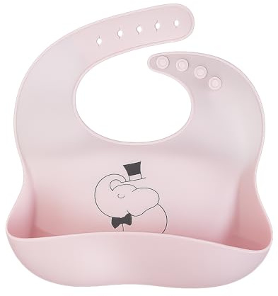 Kemi Goods Silikonhaklapp för spädbarn med stor ficka, rosa, one size