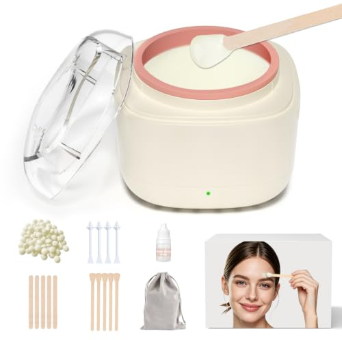 EYUYTU Mini Eyebrow Wax Kit for Women, Small Brow Waxing Kit | USB Fast Heating with Smart Constant Temp, 100g Beads & 26 Sticks for Precise Facial Hair Removal, Travel Portable Home Use