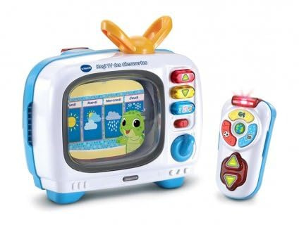 Magi TV decouvertes 10 Chaines + telecommande - Television Musical Bebe - bilingue, Francais Anglais - Set Jouet educatif + Carte