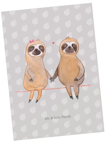 Mr. & Mrs. Panda Postkarte Faultier Pärchen - Geschenk, Liebe, Ansichtskarte, Grußkarte, Ansichtskarten, Relaxen, Postkarten, bildkarte