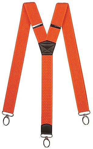 Olata Bretelles Homme en Y, à Mousquetons, 40 mm | Bretelles en Y de 40 mm réglables, mousquetons et empiècement en cuir; maintien fiable au travail ou avec une tenue habillée.