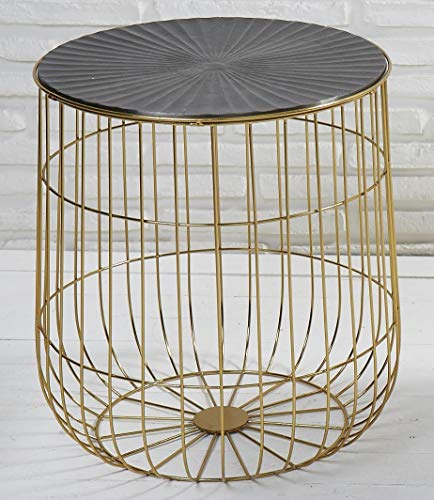 Couchtisch rund Korb Messing 40 cm