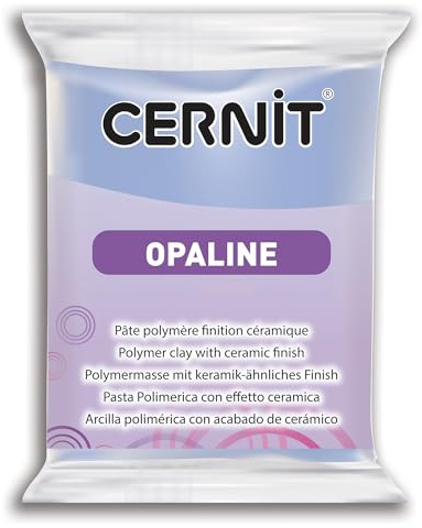 CERNIT CE0880056223C - Block Modelliermasse (Polymer) OPALINE, halb transluzent, ofenhärtend, sofort gebrauchsfähig, 56g, für DIY und Schmuck, für Einsteiger und Hobbykünstler, Blaugrau 1 Stück