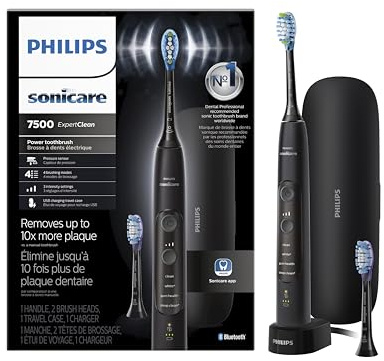 Philips Sonicare ExpertClean 7500 Black, Rechargeable Electric Power Toothbrush, HX9690/05