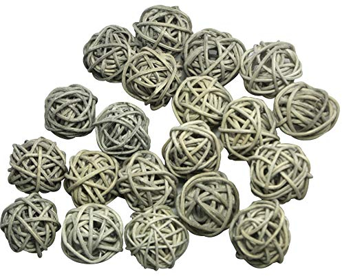 Ougual Rattan-Kugeln, 20 Stück, für Hochzeiten, Partys, Weihnachten, Dekoration (Durchmesser 3,1 cm, Grau)