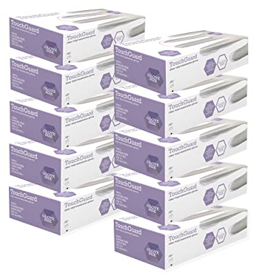 TouchGuard Gants jetables en vinyle transparent, non-poudré, boîte de 10*100, taille M