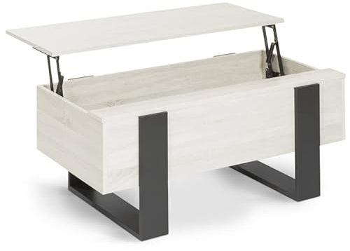 IDMarket - Couchtisch, aufklappbare Platte, rechteckig, Phoenix, Holz, Grau