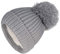 LANGZHEN Winter Warm Gestrickte Baby Hüte für Mädchen Pom Pom Kind Kleinkind Jungen Beanies Cap mit Fleece Futter (große Pom Pom Grau, 46-48CM)