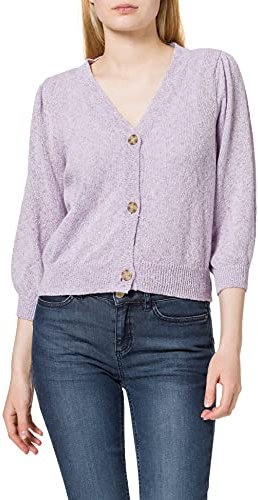 VERO Moda Damen VMANNIE 3/4 V-Neck Cardigan Strickjacke, Pastel Lilac/Detail:W. Melange, M