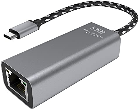 KabelDirekt – Adattatore USB-C-Ethernet e adattatore LAN (connettore USB-C/connettore RJ45, rete/Internet stabile per notebook/MacBook/tablet con 1 Gbit/s, lunghezza cavo 10 cm, alluminio, argento)
