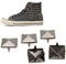 BORDSTRACT Nieten für Schuhe, 100 Pcs Quadratische Nieten,15mm Dekorationsniet Punkniet 4 Vier-Backen-Nieten für Taschen, Leder, Kleidung, Schuhe, Kunsthandwerk, DIY Spikes, Punkte, Nieten Schwarz