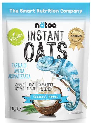 NÄTOO Farina di Avena Aromatizzata, 1 kg, Ideale per Pancake Proteici, Instant Oats, Avena Istantanea Gusto Coconut Creme
