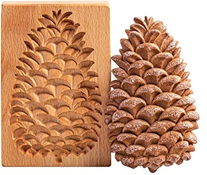 HANGHANG Keksform aus Holz, Blume, Tannenzapfen, Backform, Kekspresse, Stempel, Plätzchenformen, DIY Backform, Keksausstecher for DIY Muffin