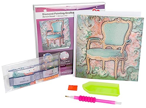 Ideen mit Herz Diamond-Painting-Grußkarte | 16 cm x 16 cm | 370 g/m² | Inkl. Umschlag & Werkzeug (Barock-Sessel)