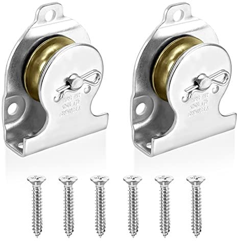 2pcs Single Pulley Galvanised Fixed Roller Block Ball Bearing Pulley Block Swivel Lifting Rope Pulley, for Traction Steel Wire Rope Nylon Rope Cable Crane Gym Exercise, Safe Load 190kg, with Screws