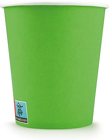 Wellsamed WELLSACUP 100 Stück Pappbecher 180 ml Hellgrün, geeignet für Heiß- und Kaltgetränke, Coffee to Go, Business, Veranstaltungen, Party