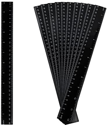 AIEX 10 PACK Lineal Set, 30 cm Acrylic Ruler Kunststofflineal Messwerkzeug für Schüler Schule Büro (Schwarz)