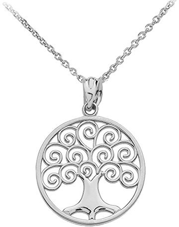 14 ct White Gold Polished Tree of Life Openwork Pendant Necklace Necklace (Available Chain Length 16- 18- 20- 22) 18