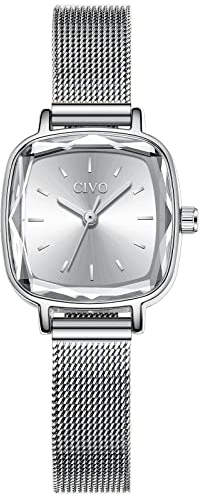 CIVO Damenuhr Uhr Silber Einfach Wasserdicht Armbanduhr Lässige Analoge Edelstahl Mesh Uhren für Frauen Damen
