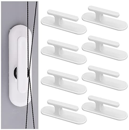 Grevosea 8-Piece Blind Cord Winder Safety Hooks & Holder Adhesive Wall Hooks for Home Office Window Blinds & Curtains White